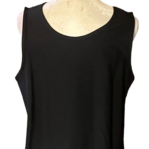 EILEEN FISHER BLACK VISCOSE CREPE SLEEVELESS MIDI DRESS GREAT CONDITION (M) - Picture 5 of 7